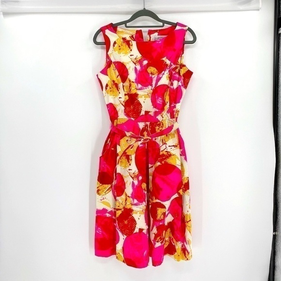 Julian Taylor New York Belted midi Dress Sz 8 - Picture 10 of 11